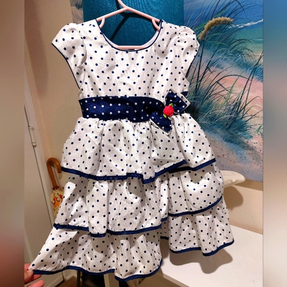 JONA MICHELLE DOT RUFFLE TIE BACK GIRLS FORMAL DRESS - Picture 1 of 8